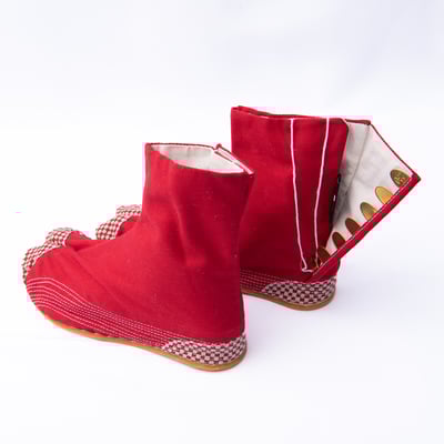 手工地下足袋：市松紅（訂製）4