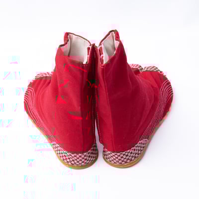 手工地下足袋：市松紅（訂製）3