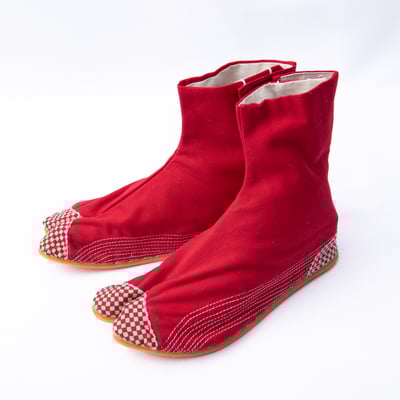 手工地下足袋：市松紅1