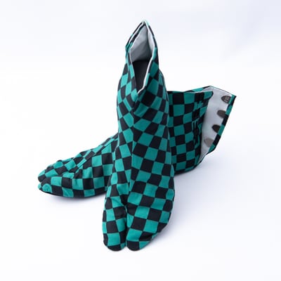 手工足袋：市松綠3