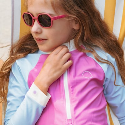 法國KiETLA ICONIK 女童長袖連身防曬泳衣(棉花糖粉藍)6