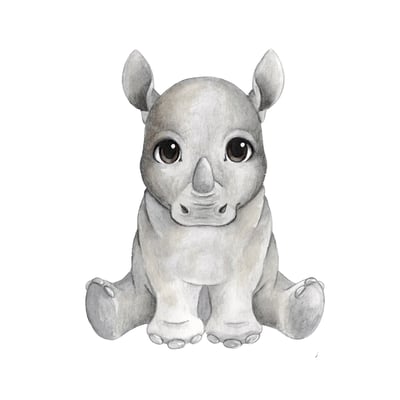 挪威 Stickstay 設計師手繪壁貼（草原動物 2.0-犀牛）1