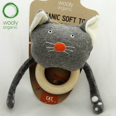 WoolyOrganic有機棉絨 咬咬木質固齒環(貓咪)3