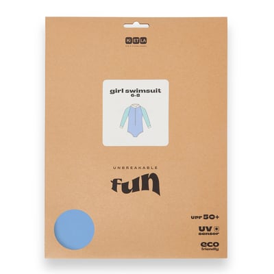 法國KiETLA ICONIK 女童長袖連身防曬泳衣(天空藍薄荷)5