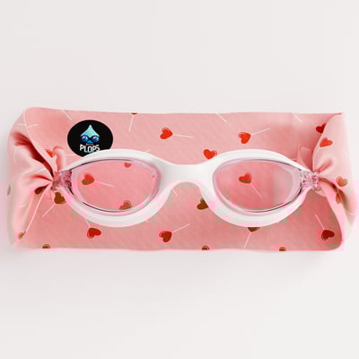 法國waterplops-兒童游泳泳鏡(愛心棒棒糖/透明)2