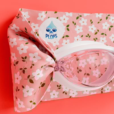 法國waterplops-兒童游泳泳鏡(小白花/粉紅)3