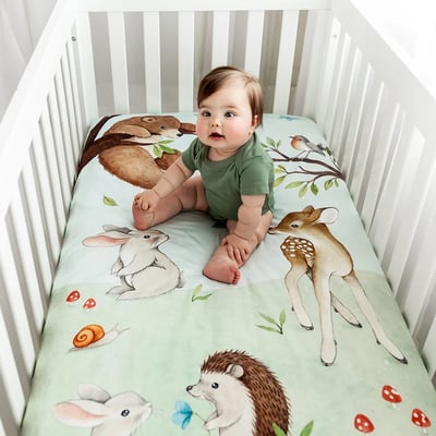 美國RookieHumans 嬰兒床純棉絲柔床包(魔法森林)5