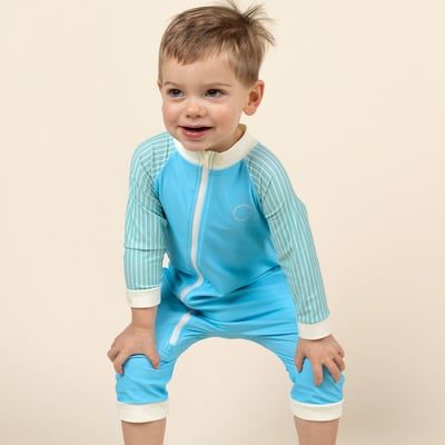 法國KiETLA ICONIK 幼童連身防曬泳衣(海洋藍條紋)6