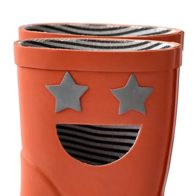 法國BOXBO WISTITI STAR雨靴-我愛閃爍星(深紅橘)3