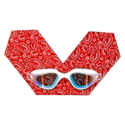 法國waterplops-成人游泳泳鏡(佩斯利紅/白色)1