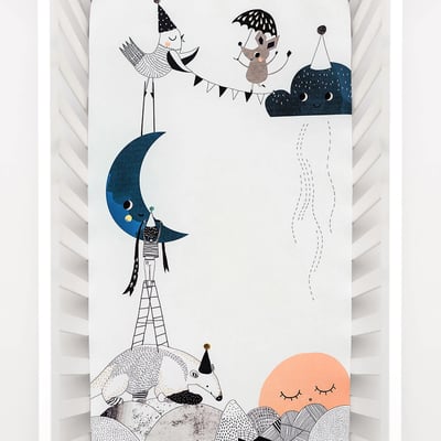 美國RookieHumans 嬰兒床純棉絲柔床包(月亮!生日快樂)2