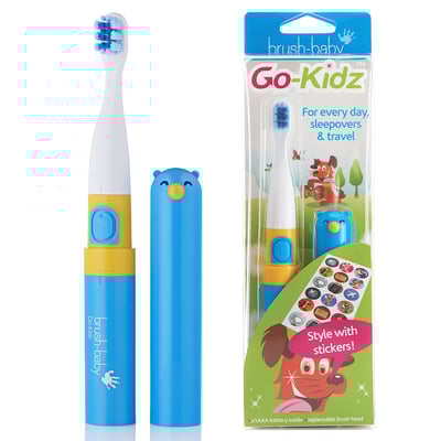 英國brush-baby 外出攜帶型GoKidz聲波電動牙刷(粉藍)1