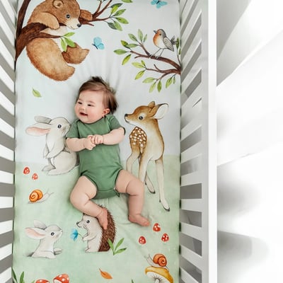 美國RookieHumans 嬰兒床純棉絲柔床包(魔法森林)4