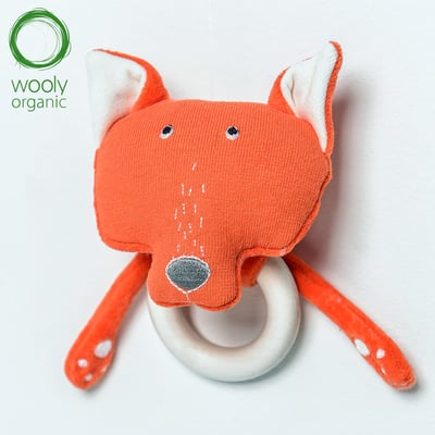 WoolyOrganic有機棉絨 咬咬木質固齒環(狐狸)2