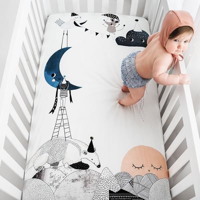 美國RookieHumans 嬰兒床純棉絲柔床包(月亮!生日快樂)3