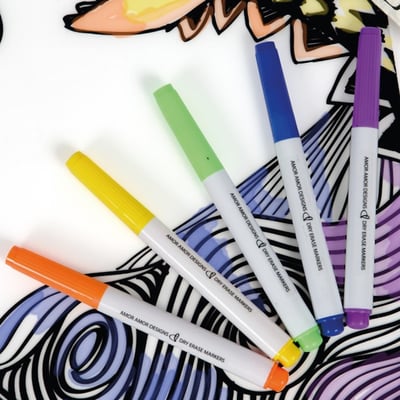 澳洲amoramor 獨眼怪獸塗鴉矽膠餐桌墊套件組(含5色塗鴉筆)2