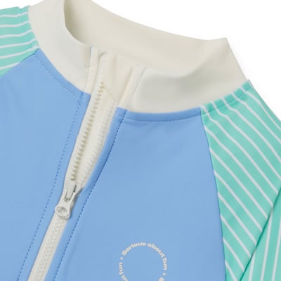 法國KiETLA ICONIK 女童長袖連身防曬泳衣(天空藍薄荷)3