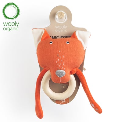 WoolyOrganic有機棉絨 咬咬木質固齒環(狐狸)1