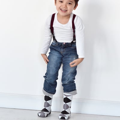 法國BOXBO DAMIER雨靴-愛時尚(菱格灰)6