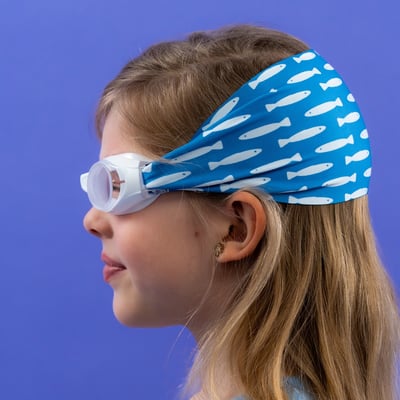 法國waterplops-兒童游泳泳鏡(法藍小魚/透明)3