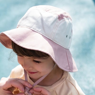 法國KiETLA 幼童休閒遮陽帽(天然棉白&粉)6