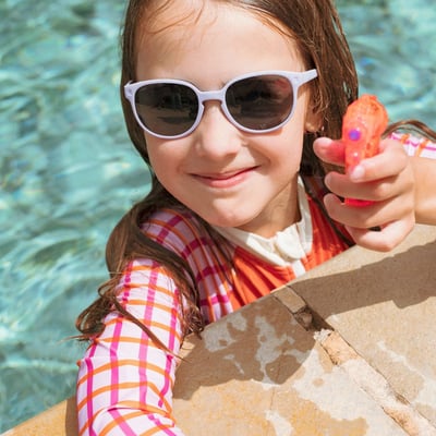 法國KiETLA ICONIK 女童長袖連身防曬泳衣(陽光橘格)6