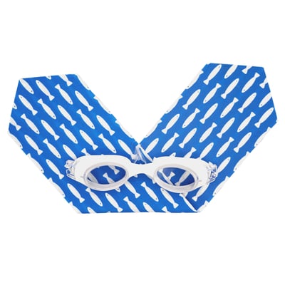 法國waterplops-兒童游泳泳鏡(法藍小魚/透明)1