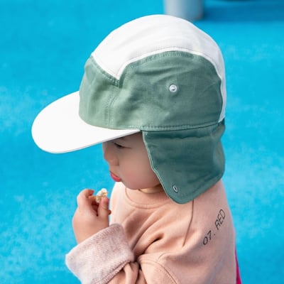 法國KiETLA 幼兒經典戶外運動帽(天然棉白&綠)6