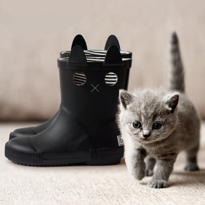 法國BOXBO LOOKCAT雨靴-貓咪(暗夜黑)2