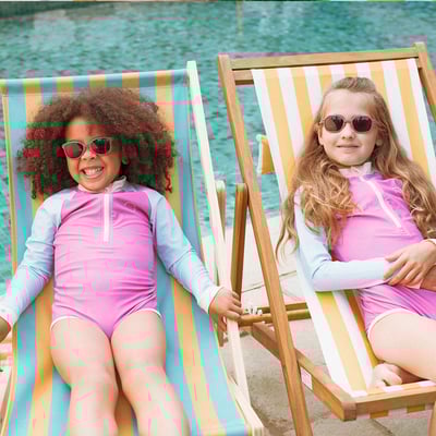 法國KiETLA ICONIK 女童長袖連身防曬泳衣(棉花糖粉藍)7