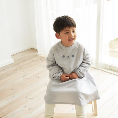 日本ABOO 動物造型長袖罩衫(淺灰貓貓)8