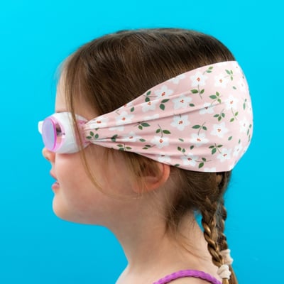 法國waterplops-兒童游泳泳鏡(小白花/粉紅)2