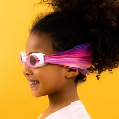 法國waterplops-兒童游泳泳鏡(柔光夕陽/透明)2