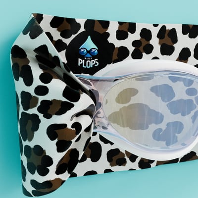 法國waterplops-兒童游泳泳鏡(摩卡豹紋/透明)2