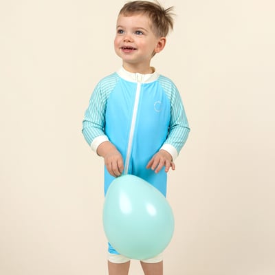 法國KiETLA ICONIK 幼童連身防曬泳衣(海洋藍條紋)7