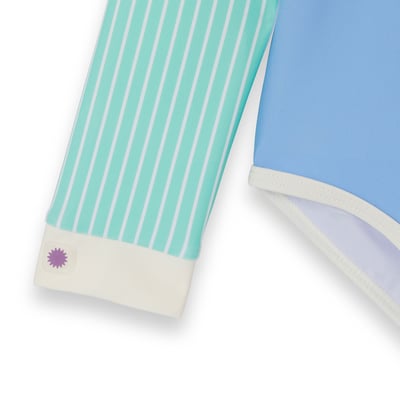 法國KiETLA ICONIK 女童長袖連身防曬泳衣(天空藍薄荷)4