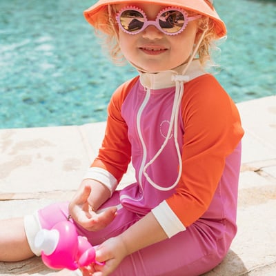 法國KiETLA ICONIK 幼童連身防曬泳衣(莓果粉橘)8