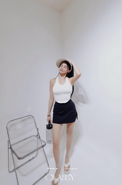 百搭露腰削肩U型bratop 白色7