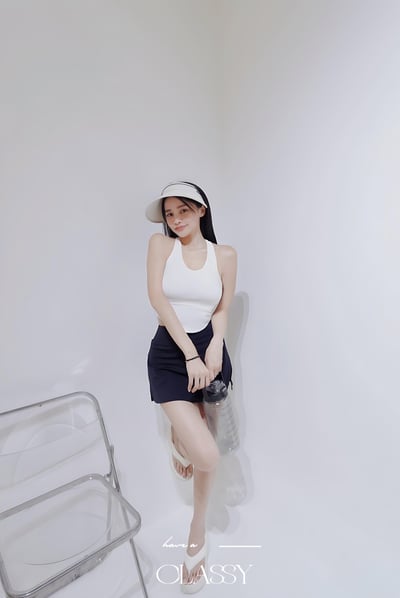 百搭露腰削肩U型bratop 白色2