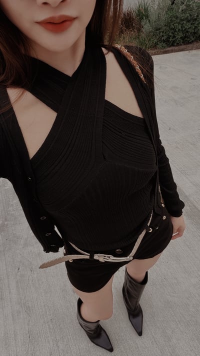 Xmas溫柔氣質針織繞脖+小外套套裝 黑11