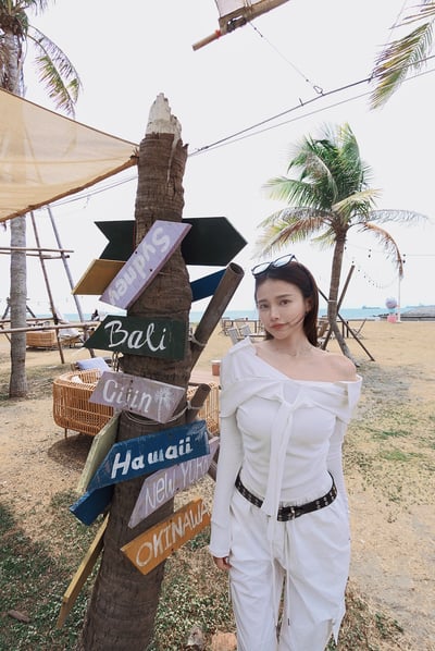 Summery氣質拼接襯衫露肩上衣5