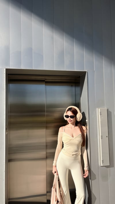 2026PILATES氣質網紗露肩扭結長袖BRATOP 米白6