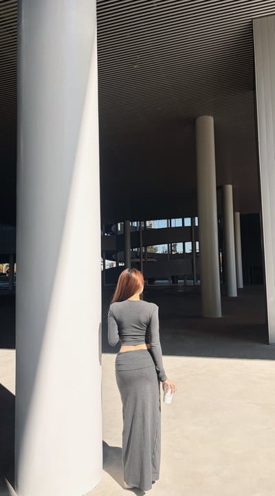 2026PILATES自留款保暖內刷毛斜領長裙套裝 深灰6