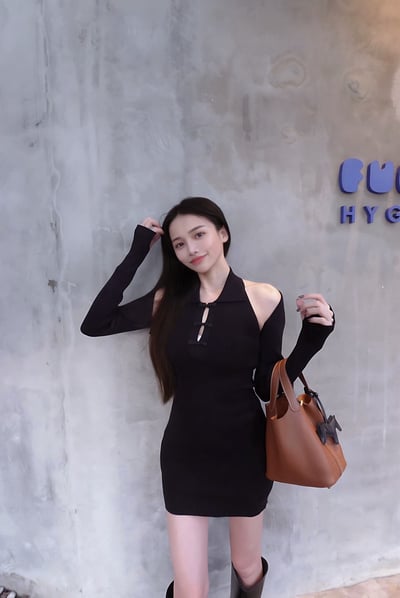 兩件式削肩旗袍感洋裝 (附罩衫)12