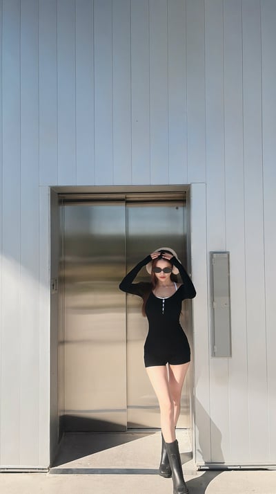 2026PILATES好身材排扣磨毛連體褲套裝(附BRATOP) 黑5