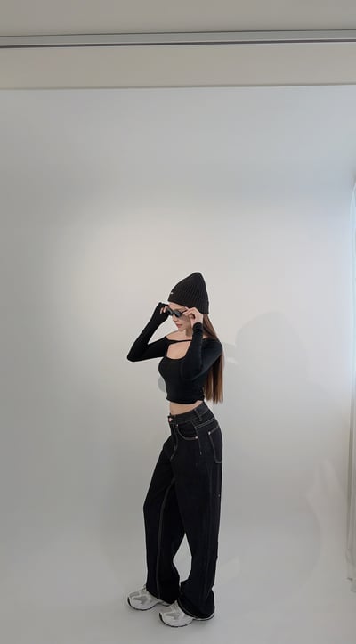 Xmas愛心潑漆原色牛仔長褲6