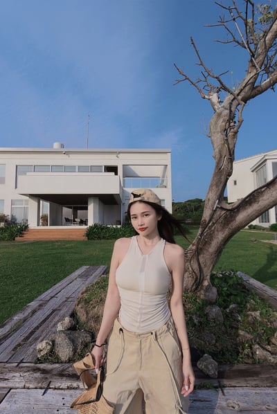 Summery網紗拼接削肩背心2