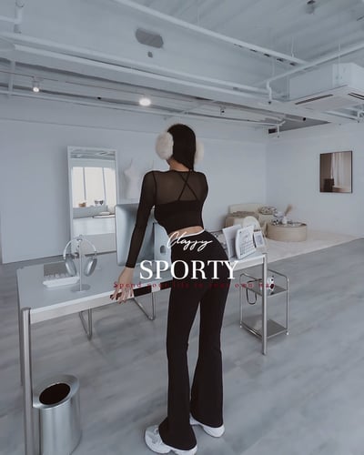 Sporty girl 小香撞色交叉喇叭瑜珈褲9