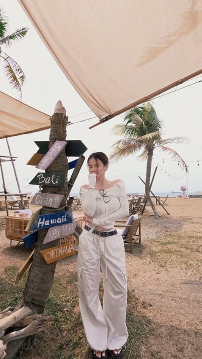 Summery氣質拼接襯衫露肩上衣11