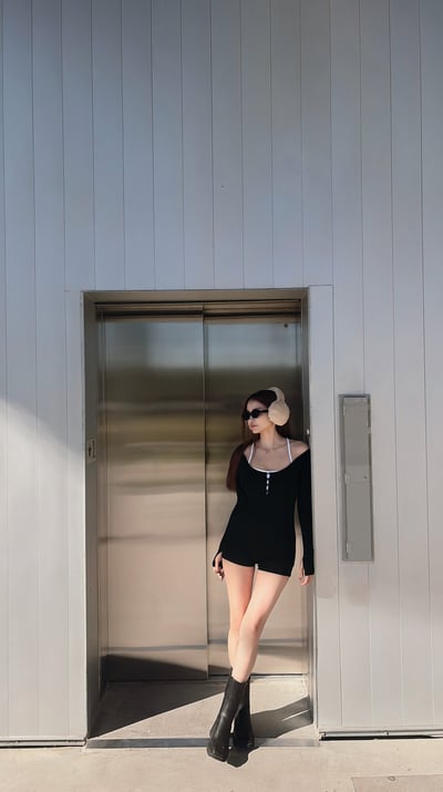 2026PILATES好身材排扣磨毛連體褲套裝(附BRATOP) 黑1